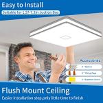 Airand Led Square Ceiling Light 24W 2050LM 12.8in Flush Mount Light Fixture Ceiling Lights Waterproof No Flicker IP44 80Ra+ 5000K Cold White Led Light for Bedroom Kitchen Bathroom（Cold White）