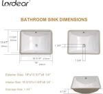 Undermount Bathroom Sink - Lordear Luxury 18x14'' White Rectangle Bathroom Sink Deep Bowl Porcelain Ceramic Lavatory Vanity Sink Basin with Overflow