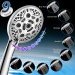 Voolan High Pressure Rain Shower Head with Handheld Combo, 10'' Square Shower Head with 13'' Adjustable Curved Shower Extension Arm, 9 Settings Handheld Filtered Shower with Holder and Hose (Modern)