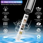 Voolan High Pressure Rain Shower Head with Handheld Combo, 10'' Square Shower Head with 13'' Adjustable Curved Shower Extension Arm, 9 Settings Handheld Filtered Shower with Holder and Hose (Modern)