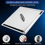 Voolan High Pressure Rain Shower Head with Handheld Combo, 10'' Square Shower Head with 13'' Adjustable Curved Shower Extension Arm, 9 Settings Handheld Filtered Shower with Holder and Hose (Modern)