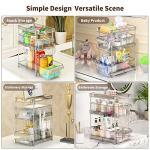 WAKISA Clear Bathroom Organizers 2 Sets 3 Tier, Stackable Under Kitchen Sink Organizers and Storage with 12 Dividers, acrylic pantry organizers shelf, Multi Purpose Pull Out Home Organizer with 2 Cups