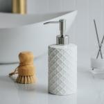 Ceramic Soap Dispenser with Stainless Stell Pump, Hand and Liquid Soap Dispenser Rust Proof, Hand Soap Dispenser for Bathroom and Kitchen, White