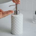 Ceramic Soap Dispenser with Stainless Stell Pump, Hand and Liquid Soap Dispenser Rust Proof, Hand Soap Dispenser for Bathroom and Kitchen, White