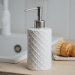 Ceramic Soap Dispenser with Stainless Stell Pump, Hand and Liquid Soap Dispenser Rust Proof, Hand Soap Dispenser for Bathroom and Kitchen, White