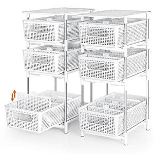 2 Pcs 4 Tier Bathroom Cabinet Organizer, Pull Out Bathroom Storage Organizer Under Sink Storage Organizers with Dividers, Medicine Cabinet Organizer Pantry Organization and Cabinet Bathroom Storage