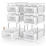 2 Pcs 4 Tier Bathroom Cabinet Organizer, Pull Out Bathroom Storage Organizer Under Sink Storage Organizers with Dividers, Medicine Cabinet Organizer Pantry Organization and Cabinet Bathroom Storage