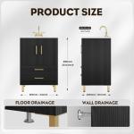 phiestina Fully Pre-Assembled Black 24 inch Bathroom Vanity, 2 Soft Close Doors and 2 Drawers Bathroom Storage Cabinet Set, with 3 Holes Single Ceramic Sink Combo, Faucet Not Included,BV02-BLACK-JH