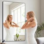 DESBING 30" x 55"Bathroom Mirror, Matte Black Wall Mirror with Metal Frame, Decorative Rectangular Vanity Mirror for Bedroom Bathroom Living Room Entryway (Horizontal/Vertical)