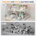 Sevenblue 2 Pack Multi-Purpose Bathroom Under Sink Organizers and Storage, 2-Tier Stackable bathroom cabinet organizer, Pull Out Medicine Cabinet Organizer with 8 Movable Dividers