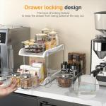 Sevenblue 2 Pack Multi-Purpose Bathroom Under Sink Organizers and Storage, 2-Tier Stackable bathroom cabinet organizer, Pull Out Medicine Cabinet Organizer with 8 Movable Dividers