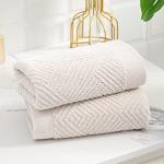 sense gnosis Super Soft White Hand Towels Terry Striped Weave Pattern Ultra Absorbent 100% Cotton Towel for Bathroom(13 X 29 Inch), 2 Pieces, Beige