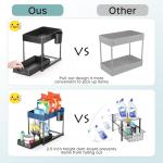 Kjfeoiye Under Sink Organizers and Storage, 2 Pack Large Capacity Heavy Load Pull-out Under Sink Shelves with Sliding Drawer for Kitchen and Bathroom, Black, 12 x 8.7 x 15.7 inch