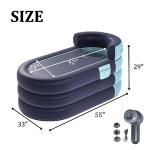 Foldable Portable Soaking Inflatable Bathtub with Electric Air Pump,Eco-Friendly Bathing Tub for Shower Stall,One-piece Bath Cover Design with Zipper, Keep Temperature Long Time (Knight Blue)
