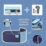 Foldable Portable Soaking Inflatable Bathtub with Electric Air Pump,Eco-Friendly Bathing Tub for Shower Stall,One-piece Bath Cover Design with Zipper, Keep Temperature Long Time (Knight Blue)