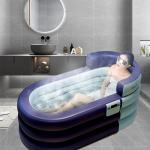 Foldable Portable Soaking Inflatable Bathtub with Electric Air Pump,Eco-Friendly Bathing Tub for Shower Stall,One-piece Bath Cover Design with Zipper, Keep Temperature Long Time (Knight Blue)