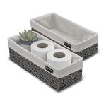 BROOKSTONE [2 PACK SET] Wicker Storage Basket, Boho Organization and Storage Container, Decorative Shelf Bin, Over the Toilet Paper Reserve, Suitable for Any Home Décor Style
