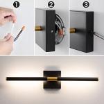 Faziyo Black Gold Vanity Light Fixtures for Bathroom Over Mirror 24 inch LED Bath Sconces 4000K Morden Picture Lights for Paintings (Horizontal & Vertical)