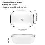 KGAR Bathroom Vessel Sink 18x12.6 Ceramic Porcelain Bathroom Sink Above Counter Basin Washing Bowl with Faucet Pop up Drain Combo,Rectangle White