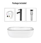 KGAR Bathroom Vessel Sink 18x12.6 Ceramic Porcelain Bathroom Sink Above Counter Basin Washing Bowl with Faucet Pop up Drain Combo,Rectangle White