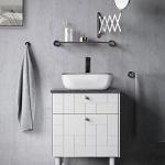 KGAR Bathroom Vessel Sink 18x12.6 Ceramic Porcelain Bathroom Sink Above Counter Basin Washing Bowl with Faucet Pop up Drain Combo,Rectangle White
