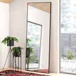 Large Black Floor Mirror with Stand