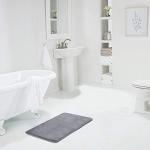 Genteele Bath Mats, Non Slip - Grey 17" x 24" Memory Foam Bathroom Rugs - Quick Dry