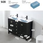 eclife 48" Bathroom Vanities Cabinet with Sink Combo Set, Undermount Double Resin Sink w/Thickened Wood, Matte Black Faucet, Painted Surface, Black