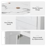 Puluomis 32 Inches Traditional Bathroom Vanity Set in White Finish, Single Bathroom Vanity with Marble Texture Top and 4 Drawers, Boat Blue Glass Sink Top with Single Faucet Hole