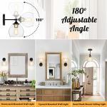 Farmhouse Wall Sconces Set of 2, Vintage Bathroom Vanity Light Fixtures with Glass Shades, Modern Bedside Wall Mount Lamps, Black and Gold Indoor Lighting for Stairwell Hallway Bedroom Living Room