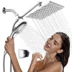 High Pressure 9'' Rainfall Shower Head With Handheld Combo, 10-Setting Handheld Shower Head Built-In Power Wash, 11'' Extension Arm Height/Angle Adjustable With Holder & 60" Hose - Polished Chrome