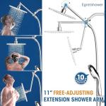 High Pressure 9'' Rainfall Shower Head With Handheld Combo, 10-Setting Handheld Shower Head Built-In Power Wash, 11'' Extension Arm Height/Angle Adjustable With Holder & 60" Hose - Polished Chrome