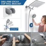 High Pressure 9'' Rainfall Shower Head With Handheld Combo, 10-Setting Handheld Shower Head Built-In Power Wash, 11'' Extension Arm Height/Angle Adjustable With Holder & 60" Hose - Polished Chrome