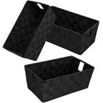 Woven Black Storage Baskets Shelf Tote Boxes Container, Durable Storage Organizer Bins with Built-in Handles for Bedroom, Office, Closet, Kids Room, Nursery, 3-Pack,11.4”x 6.5”x 4.5”