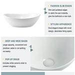 Bathivy Oval Bathroom Vessel Sink, 14.6'' x 11.6'' Modern Above Counter Vanity Bowl, Small White Porcelain Art Basin Sinks with Pop Up Drain Combo