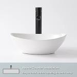 Bathivy Oval Bathroom Vessel Sink, 14.6'' x 11.6'' Modern Above Counter Vanity Bowl, Small White Porcelain Art Basin Sinks with Pop Up Drain Combo