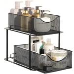 Sorbus 2 Tier Under Sink Bathroom Organizers and Storage, Strong Steel Mesh Sliding Drawers for Enhanced Bathroom Storage, Bathroom Organization and Storage & Under Kitchen Sink Organizer (Black)