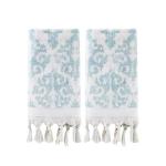 SKL Home Mirage Fringe 100% Turkish Cotton Hand Towel Set, Aqua