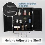 TaoHFE Bathroom Cabinet Wall Mounted Designer Bathroom Wall Cabinet Medicine Cabinet with Double Shutter Doors 3 Tier Adjustable Shelf with Towel Rack Over The Toilet Storage Cabinet Laundry (Black)