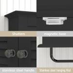 TaoHFE Bathroom Cabinet Wall Mounted Designer Bathroom Wall Cabinet Medicine Cabinet with Double Shutter Doors 3 Tier Adjustable Shelf with Towel Rack Over The Toilet Storage Cabinet Laundry (Black)