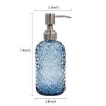 16 Oz Refillable Soap Dispenser with Rustproof Stainless Steel Pump for Kitchen and Bathroom - Liquid Glass Dispenser for Hand Soap, Lotion (Blue)