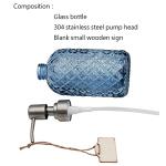 16 Oz Refillable Soap Dispenser with Rustproof Stainless Steel Pump for Kitchen and Bathroom - Liquid Glass Dispenser for Hand Soap, Lotion (Blue)