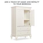 Evolur Aurora Armoire in Ivory Lace, Spacious Storage