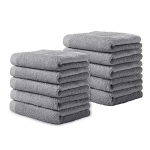 Yoofoss Luxury Washcloths Towel Set 10 Pack Baby Wash Cloth for Bathroom-Hotel-Spa-Kitchen Multi-Purpose Fingertip Towels & Face Cloths Light Grey