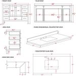 ARIEL 49" White Bathroom Vanity with 1.5" Edge Pure White Quartz Countertop & Backsplash, Center Rectangular Sink, 2 Soft Closing Doors, 9 Full Extension Dovetail Drawers, Brushed Nickel