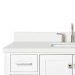 ARIEL 49" White Bathroom Vanity with 1.5" Edge Pure White Quartz Countertop & Backsplash, Center Rectangular Sink, 2 Soft Closing Doors, 9 Full Extension Dovetail Drawers, Brushed Nickel