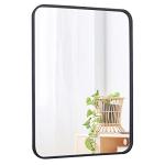 SUPER DEAL 22x30 Inch Black Wall Mirror for Bathroom, Wall Mounted Rectangular Entryways Decor Vanity Mirrors with Stainless Steel Metal Frame and Rounded Edge