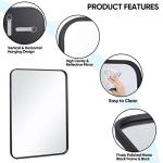 SUPER DEAL 22x30 Inch Black Wall Mirror for Bathroom, Wall Mounted Rectangular Entryways Decor Vanity Mirrors with Stainless Steel Metal Frame and Rounded Edge