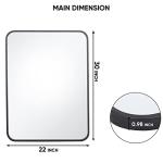 SUPER DEAL 22x30 Inch Black Wall Mirror for Bathroom, Wall Mounted Rectangular Entryways Decor Vanity Mirrors with Stainless Steel Metal Frame and Rounded Edge