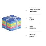 Elaine Karen 100% Cotton WASHCLOTHS, 8pc Set, Colors May Vary